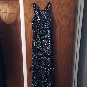 Adrianna Papell Embellished Halter Open Back dress